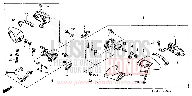 BACK MIRROR for Super Blackbird CANDY PHOENIX BLUE (PB284H) from 2005